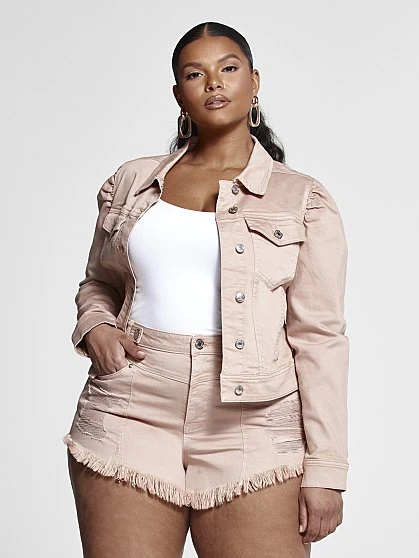 Fashion To Figure Ariana Puff Sleeve Denim Jacket 4 Fashion To Figure Ariana Puff Sleeve Denim Jacket - Image 4