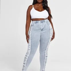 Fashion To Figure High Rise Side Destructed Skinny Jeans - Short Inseam -Pleasures SHOP x c3bb867b e22f 40dc bbc4 2cc87bad3500