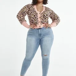 Fashion To Figure Olivia Leopard Print Cropped Cardigan -Pleasures SHOP x c3f7f2ff c932 4111 9ce7 6ec4d214b733