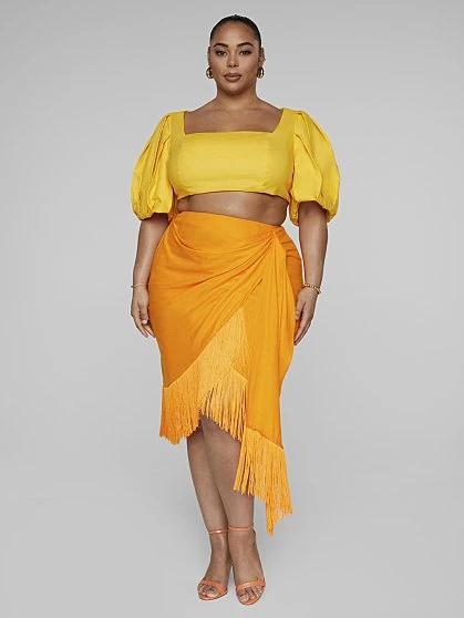 Fashion To Figure Leia Faux Wrap Fringe Skirt - Gabi Fresh X FTF 3 Fashion To Figure Leia Faux Wrap Fringe Skirt - Gabi Fresh X FTF - Image 3