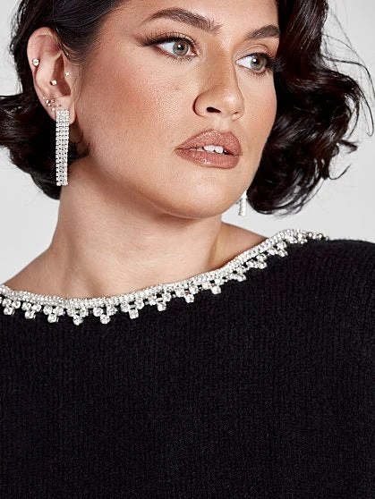 Fashion To Figure Adriana Rhinestone Back Sweater Dress 2 Fashion To Figure Adriana Rhinestone Back Sweater Dress - Image 2