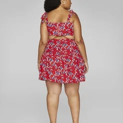 Fashion To Figure Jenese Floral Print Tie Shoulder Dress