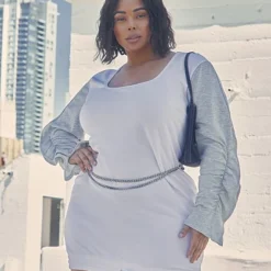 Fashion To Figure Mikayla Two-Tone Sweatshirt Dress -Pleasures SHOP x c9972ee0 c019 4a5b b704 4b22e17f981e