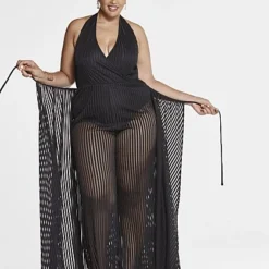 Fashion To Figure Maria De Jesus Shadow Stripe Jumpsuit - - SRV X FTF