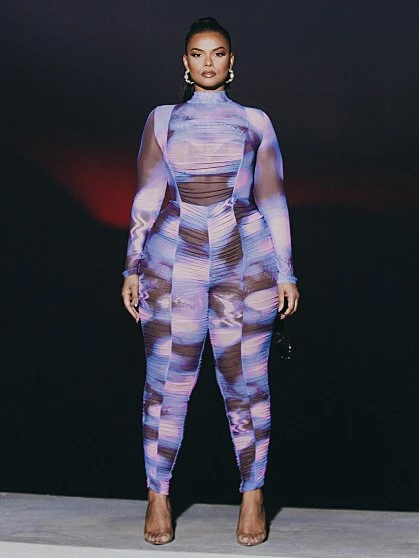 Fashion To Figure Jeanette Mesh Printed Catsuit 6 Fashion To Figure Jeanette Mesh Printed Catsuit - Image 6