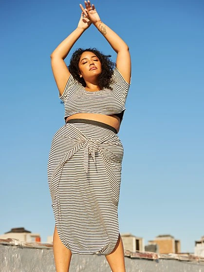 Fashion To Figure Shawnee Striped Harem Skirt 3 Fashion To Figure Shawnee Striped Harem Skirt - Image 3