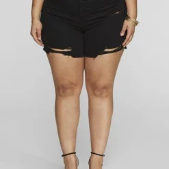 Fashion To Figure High Rise Black Curvy Fit Shorts -Pleasures SHOP x ccd1d18e 345f 4440 a330 2190a452742b