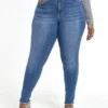 Fashion To Figure Vintage Wash Mid-Rise Frayed Skinny Jeans