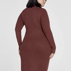 Fashion To Figure Mia Ribbed Knit Button Front Dress -Pleasures SHOP x cea42648 3961 4616 9d18 cd48e2e5a5a7