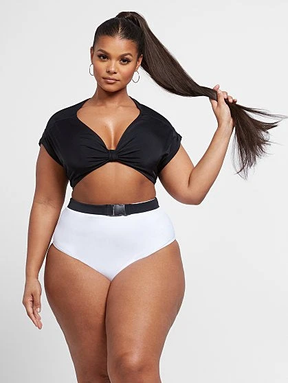 Fashion To Figure Khloe Short Sleeve Crop Swim Top 3 Fashion To Figure Khloe Short Sleeve Crop Swim Top - Image 3