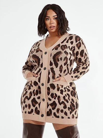 Fashion To Figure Jess Leopard Print Cardigan Dress 4 Fashion To Figure Jess Leopard Print Cardigan Dress - Image 4