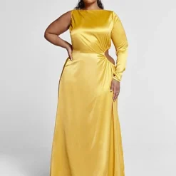 Fashion To Figure Kiara One Sleeve Cutout Maxi Dress -Pleasures SHOP x d0d977dc 09af 46f4 be52 8474d754b01f