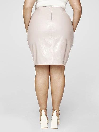 Fashion To Figure Monet Faux Croc Leather Skirt 3 Fashion To Figure Monet Faux Croc Leather Skirt - Image 3