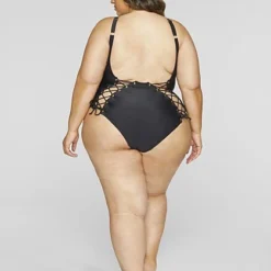 Fashion To Figure Myla Lace-Up Detail One-Piece Swimsuit -Pleasures SHOP x d136c71d 2b7a 45c7 9609 06440296ccfc