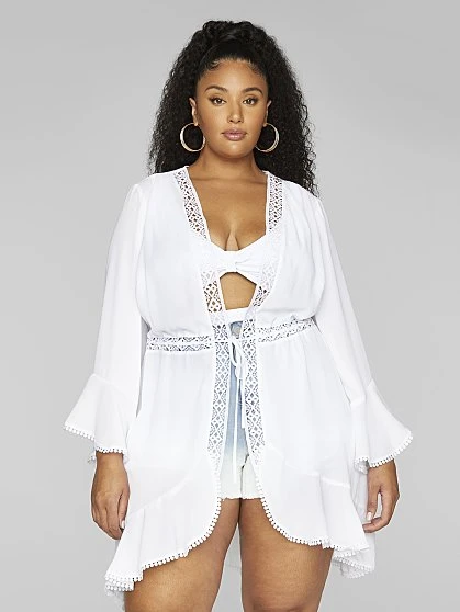 Fashion To Figure Rochelle Tie Front Cover-Up 2 Fashion To Figure Rochelle Tie Front Cover-Up - Image 2