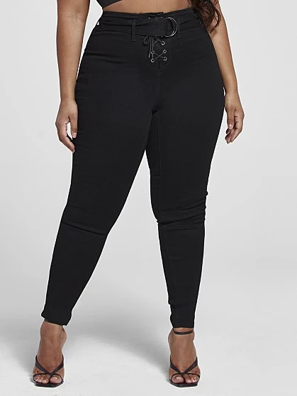 Fashion To Figure High Rise Skinny Leg Lace-up Belted Jeans 4 Fashion To Figure High Rise Skinny Leg Lace-up Belted Jeans - Image 4