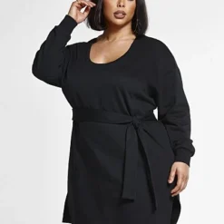 Fashion To Figure Alina Sweatshirt Dress With Tie Waist -Pleasures SHOP x d4703eb8 aa96 48fa 8337 e9550ba9ac0e