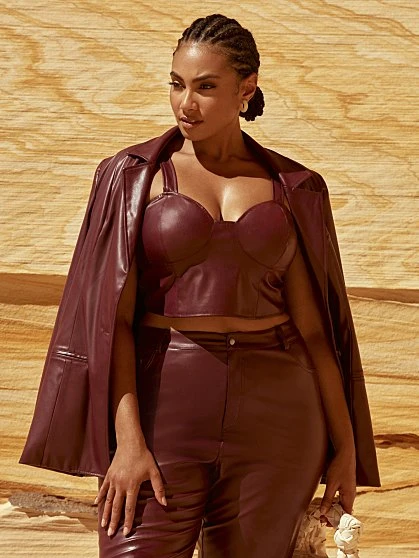 Fashion To Figure Davina Faux Leather Blazer 2 Fashion To Figure Davina Faux Leather Blazer - Image 2