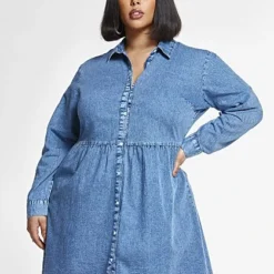 Fashion To Figure Alana Chambray Denim Dress -Pleasures SHOP x d751fbdb 9790 436d 9a5c 7c2867e4957a