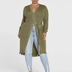 Fashion To Figure Sami Belted Cardigan Sweater Dress