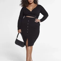 Fashion To Figure Bree Faux Wrap Ribbed-Knit Sweater -Pleasures SHOP x d782f1f3 e3db 4f91 8e37 cf049d63c87c