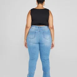 Fashion To Figure High Rise Ankle Tie Detail Jeans -Pleasures SHOP x d7bbfc8a 2bee 46b3 8ab4 45461cd65d20