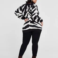 Fashion To Figure Veronica Zebra Print V-Neck Sweater