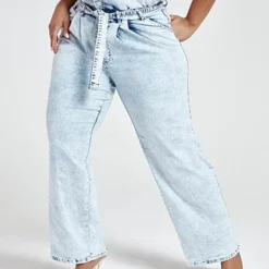 Fashion To Figure Ultra High Rise Paperbag Waist Wide Leg Jeans - Short Inseam -Pleasures SHOP x d8800598 8e87 4e1d abed 60f02d726844