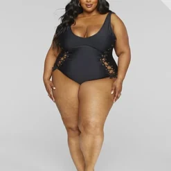 Fashion To Figure Myla Lace-Up Detail One-Piece Swimsuit -Pleasures SHOP x d8ccf095 34c2 4f20 9e8b 5ee5f63d81bc