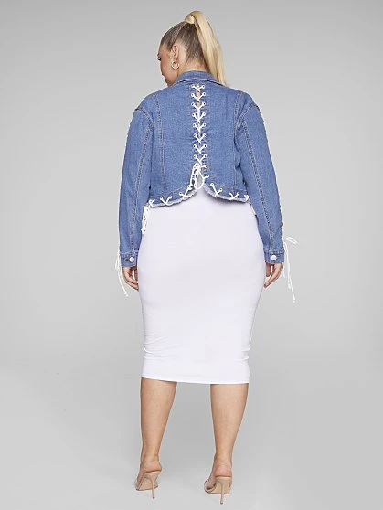Fashion To Figure Joi Lace-Up Detail Denim Jacket 1 Fashion To Figure Joi Lace-Up Detail Denim Jacket
