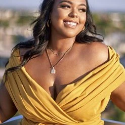 Fashion To Figure Nicole Off The Shoulder Midi Dress - FTF LAB: Nicole Simone