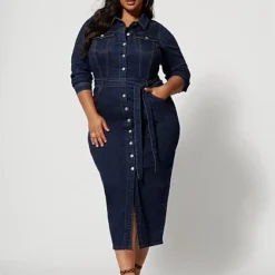 Fashion To Figure Mika Denim Button-Up Maxi Dress -Pleasures SHOP x dbaef654 9264 4922 a82c ddac8425280f