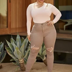 Fashion To Figure High Rise Destructed Curvy Fit Skinny Jeans - Tall Inseam -Pleasures SHOP x dcab2a2a 9dec 4f44 93f4 c16f0e754f81