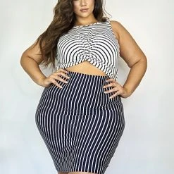 Fashion To Figure Eloise Cut-Out Stripe Bodycon Dress
