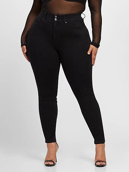 Fashion To Figure Black Curvy Fit Skinny Jeans - Short Inseam 2 Fashion To Figure Black Curvy Fit Skinny Jeans - Short Inseam - Image 2
