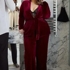 Fashion To Figure Earned It! Velvet Wide Leg Pants - SRV X FTF