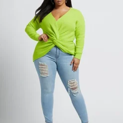 Fashion To Figure Amanda Knot Detail Pullover Sweater -Pleasures SHOP x ded69aee 040e 4d1c 834c cac61ecf8c30