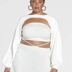 Fashion To Figure Brigitte Ribbed Knit Shrug And Tube Top Set -Pleasures SHOP x defd677f 7f76 4c33 a90b acaab3b02ada