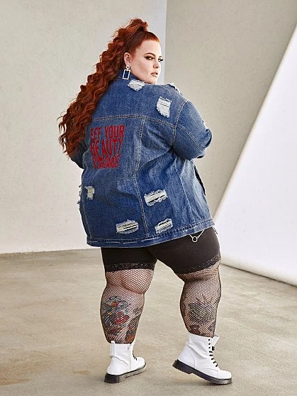 Fashion To Figure EYBS Denim Trucker Jacket 3 Fashion To Figure EYBS Denim Trucker Jacket - Image 3