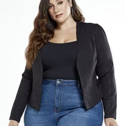 Fashion To Figure Priscilla Metallic Knit Blazer -Pleasures SHOP x e0f4936d 7c9a 434d 8b23 62c6fc5d454a