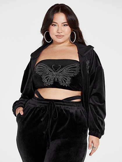 Fashion To Figure Ruby Velour Butterfly Rhinestone Hoodie 3 Fashion To Figure Ruby Velour Butterfly Rhinestone Hoodie - Image 3