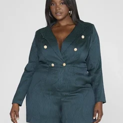 Fashion To Figure Kira Textured Double Breasted Romper