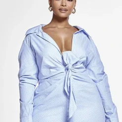 Fashion To Figure Anais Knot-Front Shirt Dress -Pleasures SHOP x e4ab41ab 5e32 433a 8751 4a90270caba3