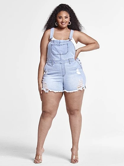 Fashion To Figure Maliah Cutoff Shortalls 2 Fashion To Figure Maliah Cutoff Shortalls - Image 2
