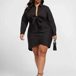 Fashion To Figure Anais Knot-Front Shirt Dress -Pleasures SHOP x e68b4246 83d5 4fb8 90d6 464d100598d7
