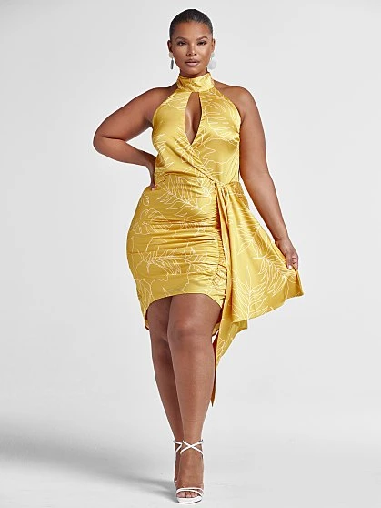 Fashion To Figure Raven Palm Leaf Print Halter Dress 4 Fashion To Figure Raven Palm Leaf Print Halter Dress - Image 4