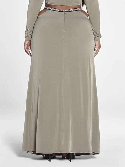 Fashion To Figure Brittnee Rhinestone Trim Maxi Skirt 4 Fashion To Figure Brittnee Rhinestone Trim Maxi Skirt - Image 4
