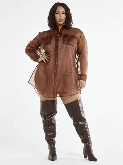 Fashion To Figure Athena Organza Shirt Dress 6 Fashion To Figure Athena Organza Shirt Dress - Image 6