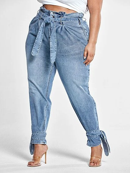 Fashion To Figure High Rise Paperbag Waist Jeans With Ankle Ties 7 Fashion To Figure High Rise Paperbag Waist Jeans With Ankle Ties - Image 7
