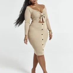 Fashion To Figure Larissa Tie Front Cutout Sweater Dress